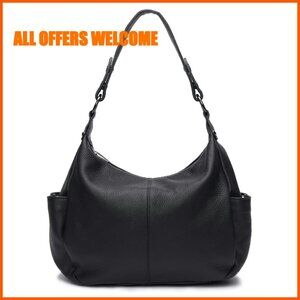 Genuine Leather Hobo Crossbody Bag Adjustable Straps Work Tote